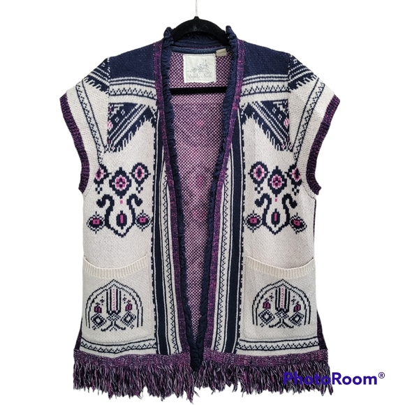 Anthropologie Angel Of The North Wool Cardigan Sweater Vest - Picture 2 of 11